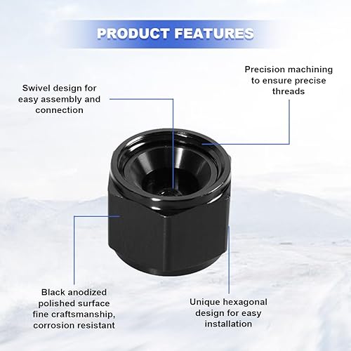 Miniatura 10 de Sylvil 2 tapones de montaje hembra 6AN de aluminio hembra para línea de aceite combustible y aceite, adaptador de puerto de cabeza hexagonal