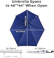 Vista 3 de G4Free Sombrilla de playa ajustable UPF 50+ XL con abrazadera universal para silla, cochecito, silla de ruedas, carrito de golf, grada, patio