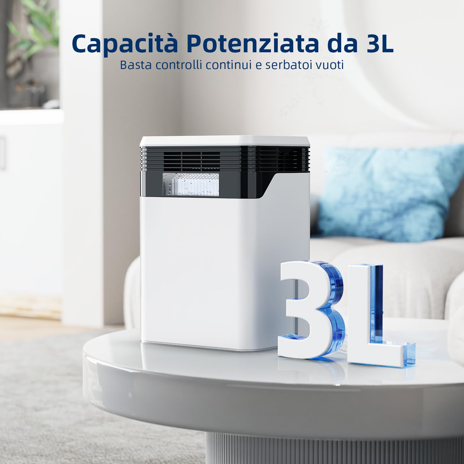Deumidificatore, 3000ML Deumidificatore Casa, Sbrinamento Automatico, 3 Modalità, Modalità Notte, Silenzioso 33dB, Timer 24h, Display Intelligente Umidità, Portatile, Camera da Letto, Bagno