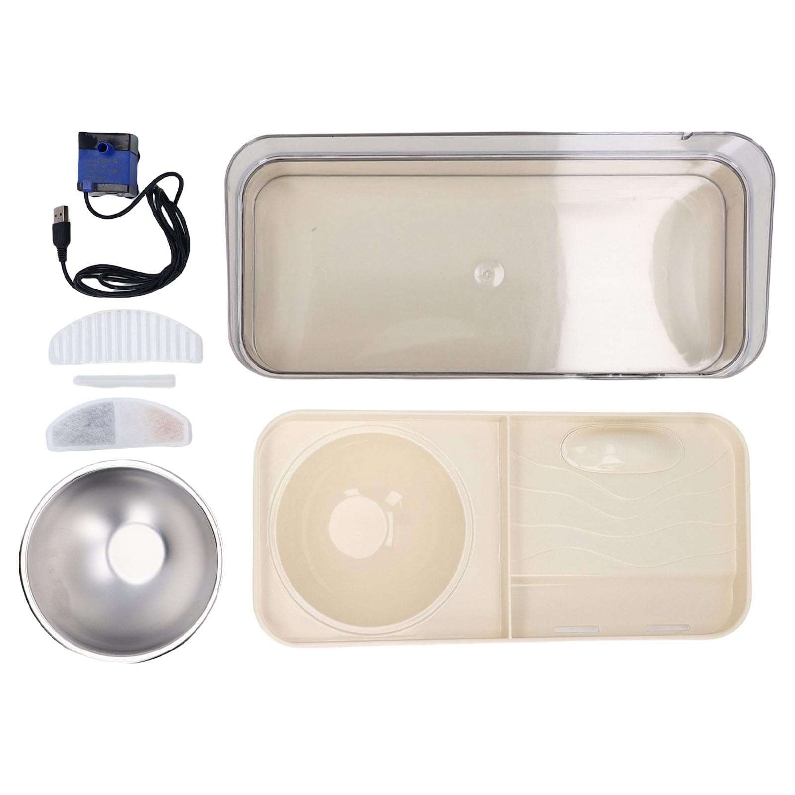 Juego de comedero automático para gatos, cuenco y bebedero de acero inoxidable de gran capacidad, solución de alimentación conveniente para gatos y perros, 13.8 x 6.3 pulgadas