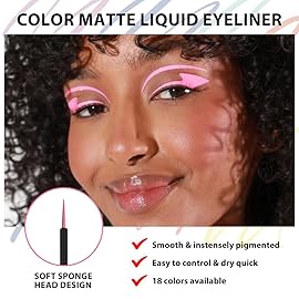 evpct 1Pcs Pink Liquid Eyeliner Makeup Waterproof Pink Eye Liners for Women, Eyes Wing Eyeliner Stamps Shapes Colored Eyeliner delineador de ojos a prueba de agua contra el agua blanco para ojos