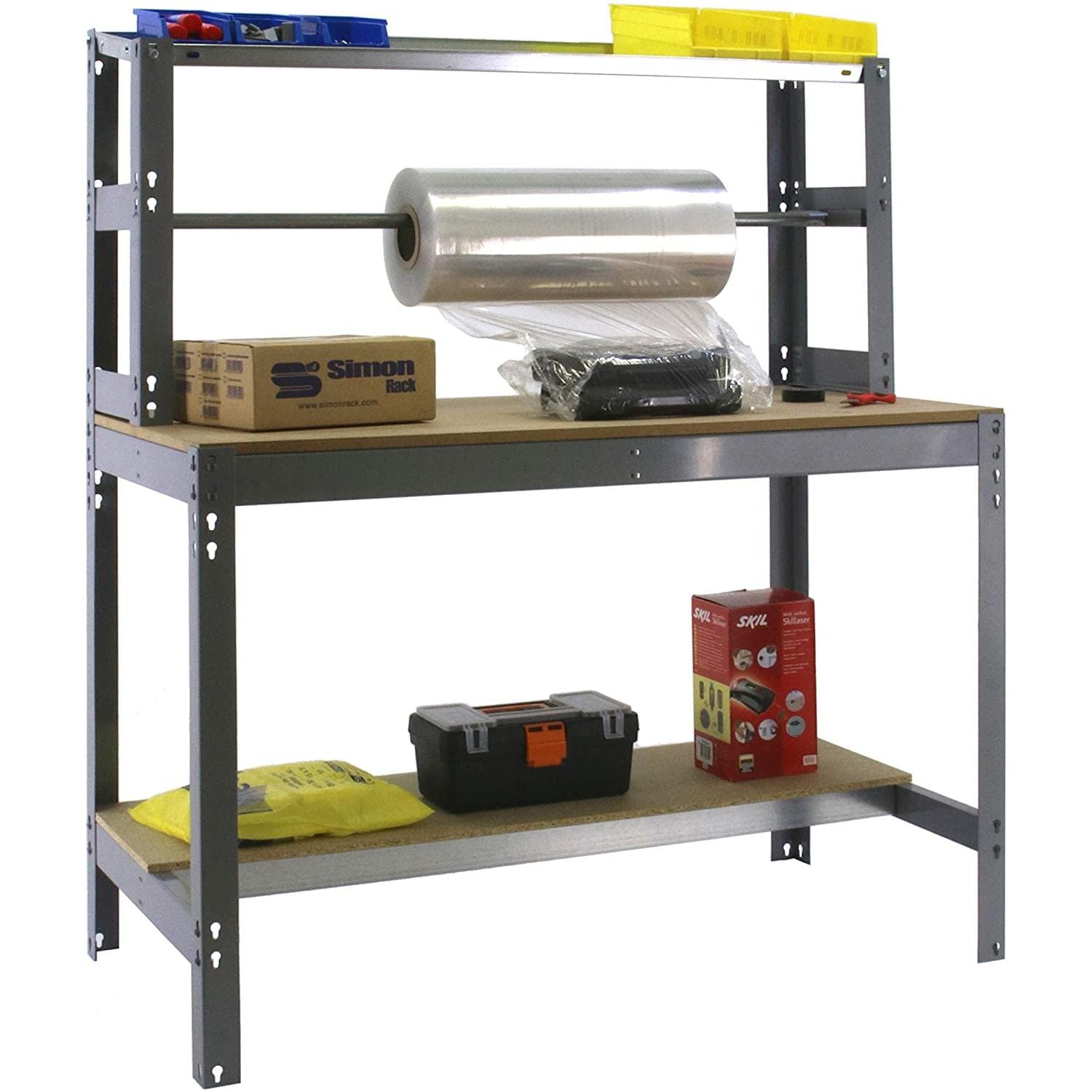 Banco de trabajo BT4 gris/madera 144,5x151x76cm