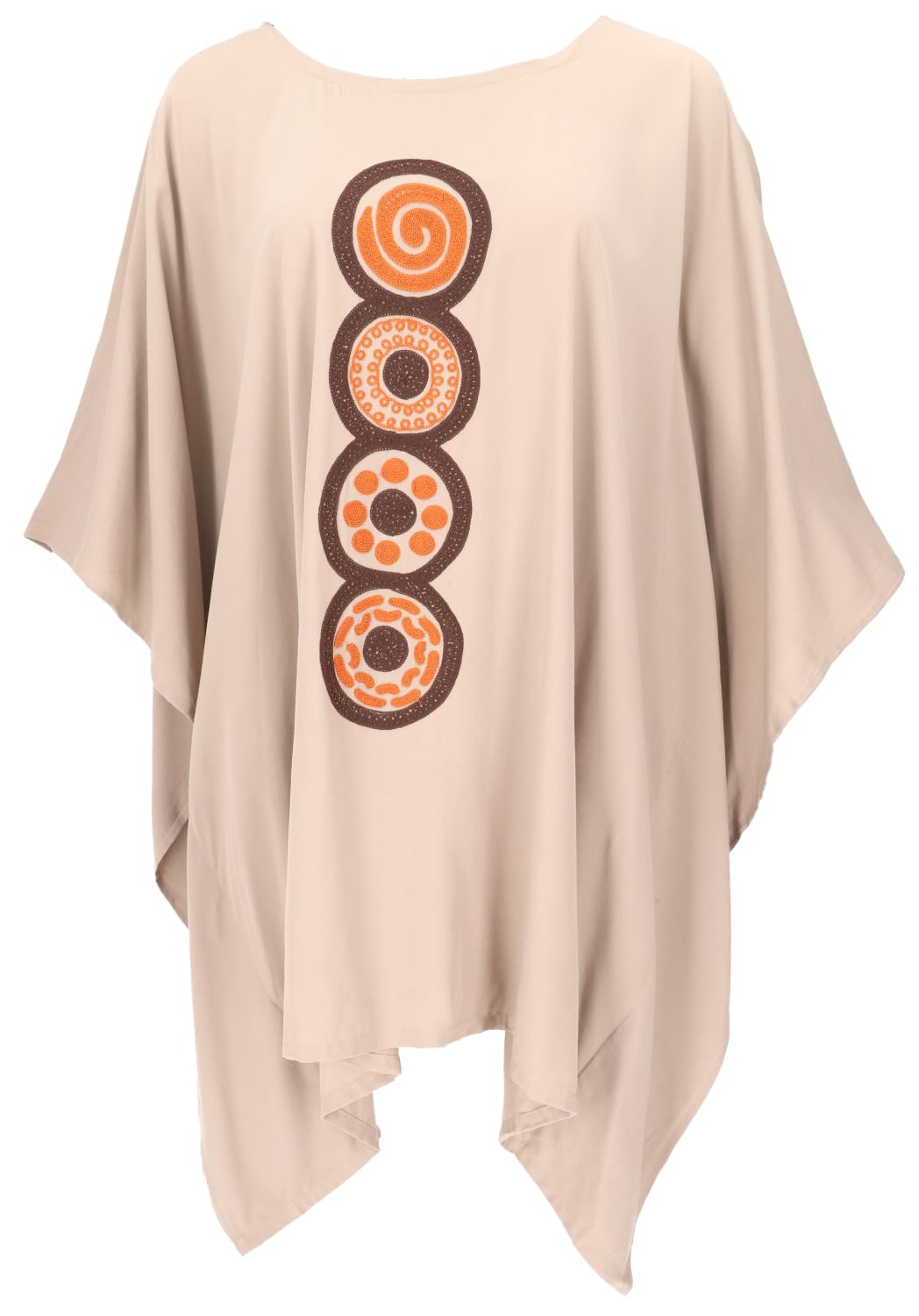 GURU SHOP Haftowana sukienka hipisowska ponczo, minisowska tunika, kaftan, sukienka plażowa, rozmiar maxi, damska, szara, syntetyczna, rozmiar: jeden rozmiar