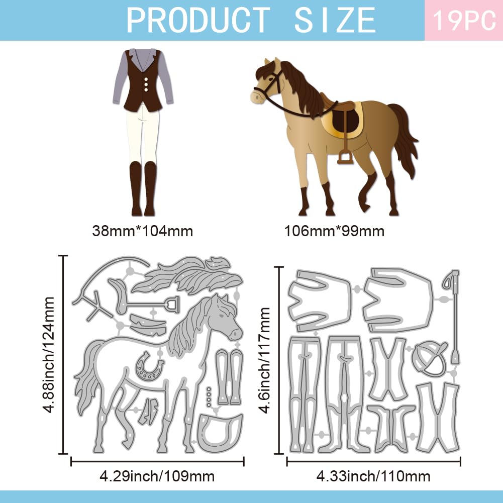GLOBLELAND Horse Clothing Cutting Dies for DIY Scrapbooking Metal Horse Cut Dies Clothes Set Die Cuts for Card Making Embossing Photo Album Craft Decor - Image 2
