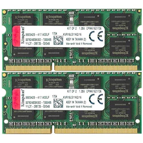 Kingston Technology 16Gb Kit Of 2 (2 X 8Gb) Ddr3 1600Mhz Non-Ecc Cl11 Sodimm 1.35V Laptop Memory Kvr16Ls11K2/16 #TOP18