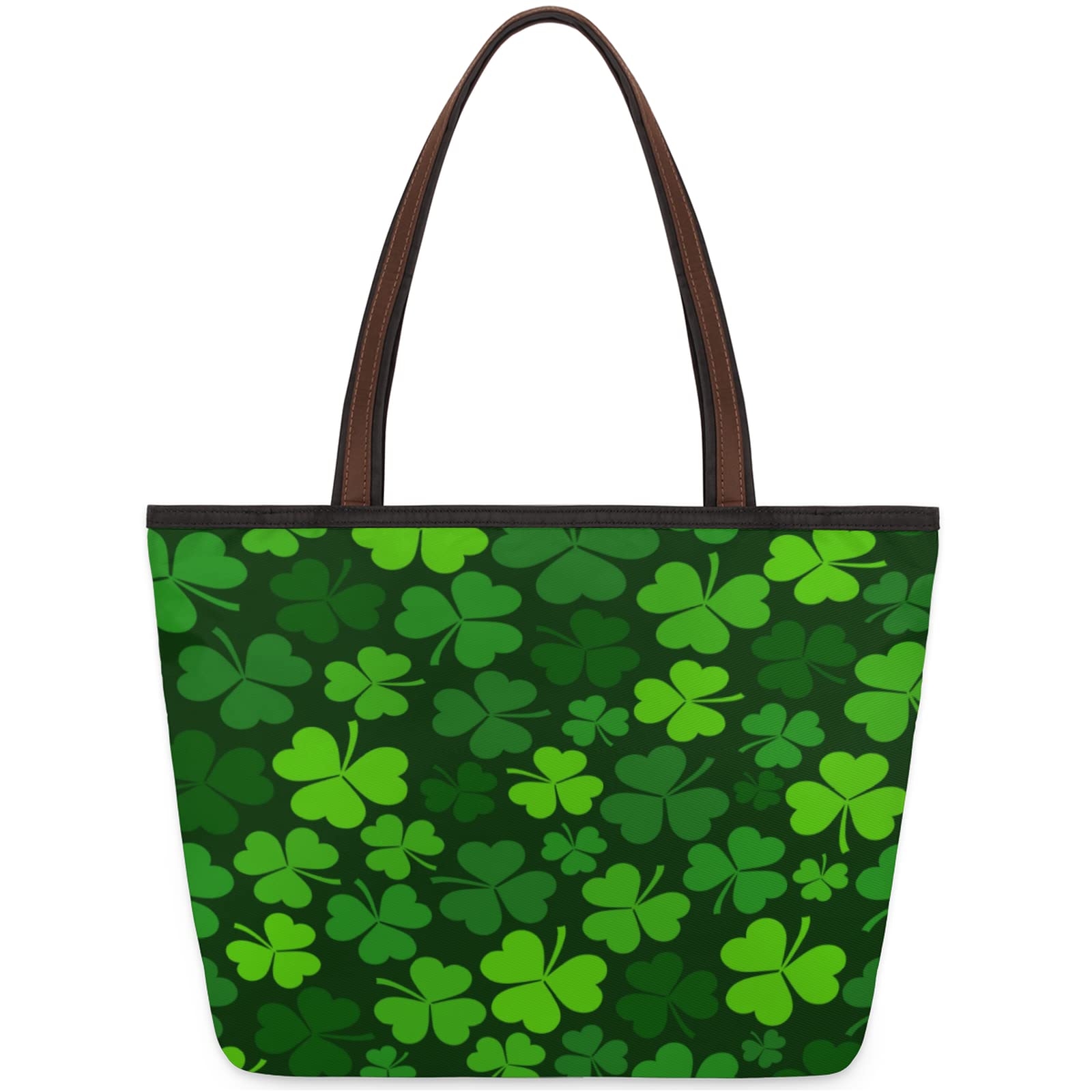 Tote Canvas Bag Clover Large Tote Bag with Inner Zipper Pocket Beach Bag Tote Bag for Bride Embroidery for School Shopping Travel Outdoor Gifts, Multicolor, L