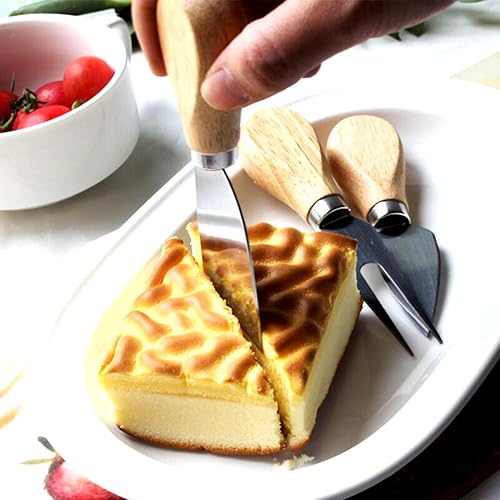Miniatura 2 de LTWQLing - Juego de cuchillos de queso de 4 piezas, cortador de queso de acero inoxidable con mango de madera para bandejas de fiesta y mesa de