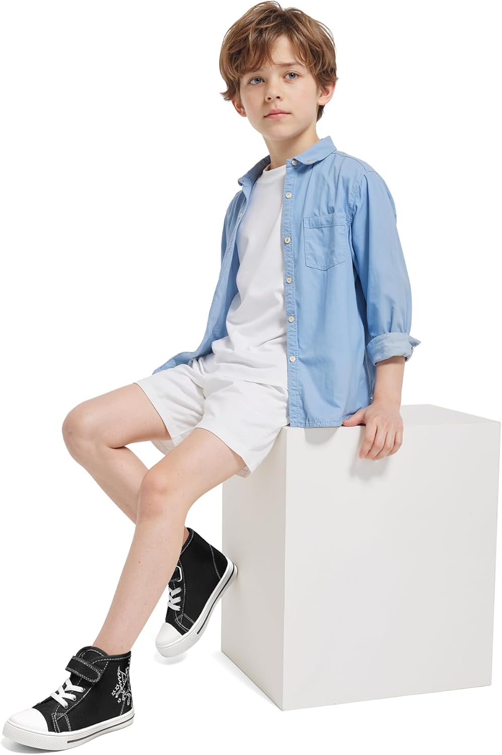 K KomForme Toddler Sneakers Girls Canvas High Top Walking Shoes with Hook and Loops - Image 8