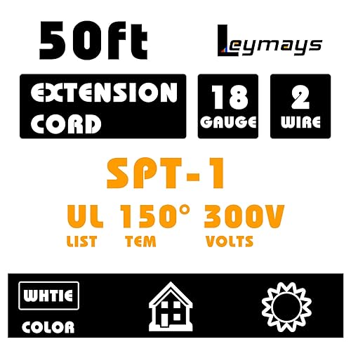 Miniatura 2 de Cable eléctrico 18WAG SPT-1 Conexión de extensión de 50 pies con 2 enchufes adicionales, cable de paisaje de bajo voltaje, cable flexible trenzado