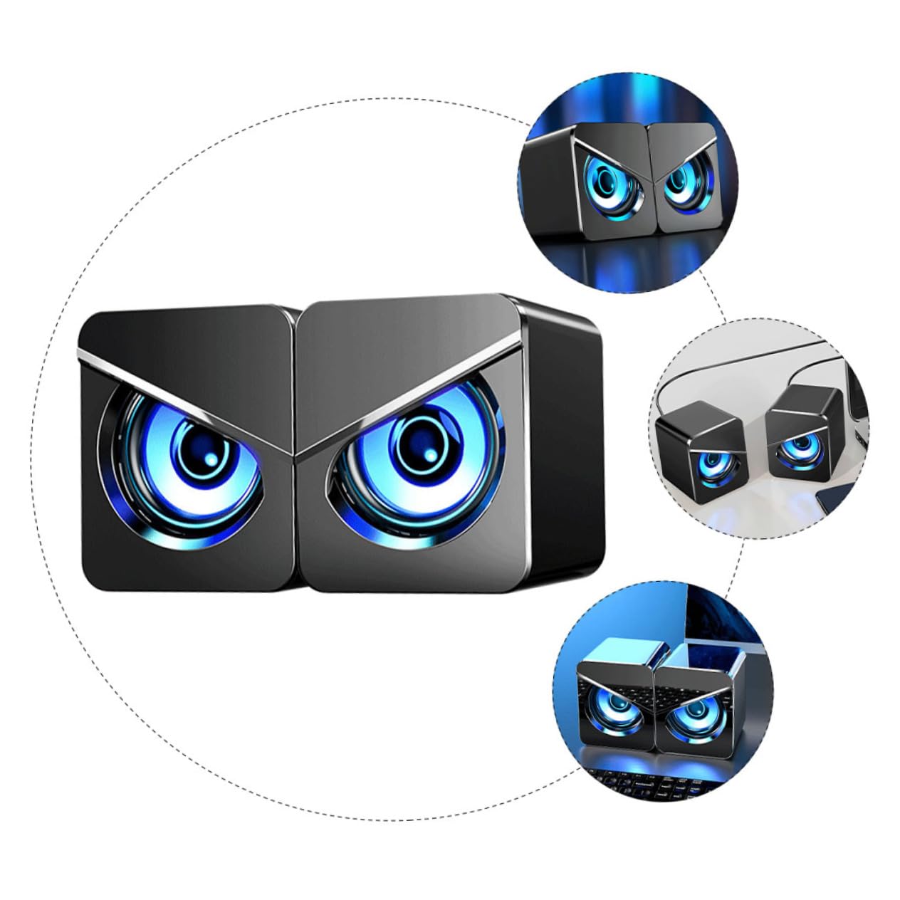 jojofuny 1Pair USB Wired Surround Speaker Desktop Computer Speaker with Dual Speakers for Experience Creative Design for Use Omnidirectional Audio