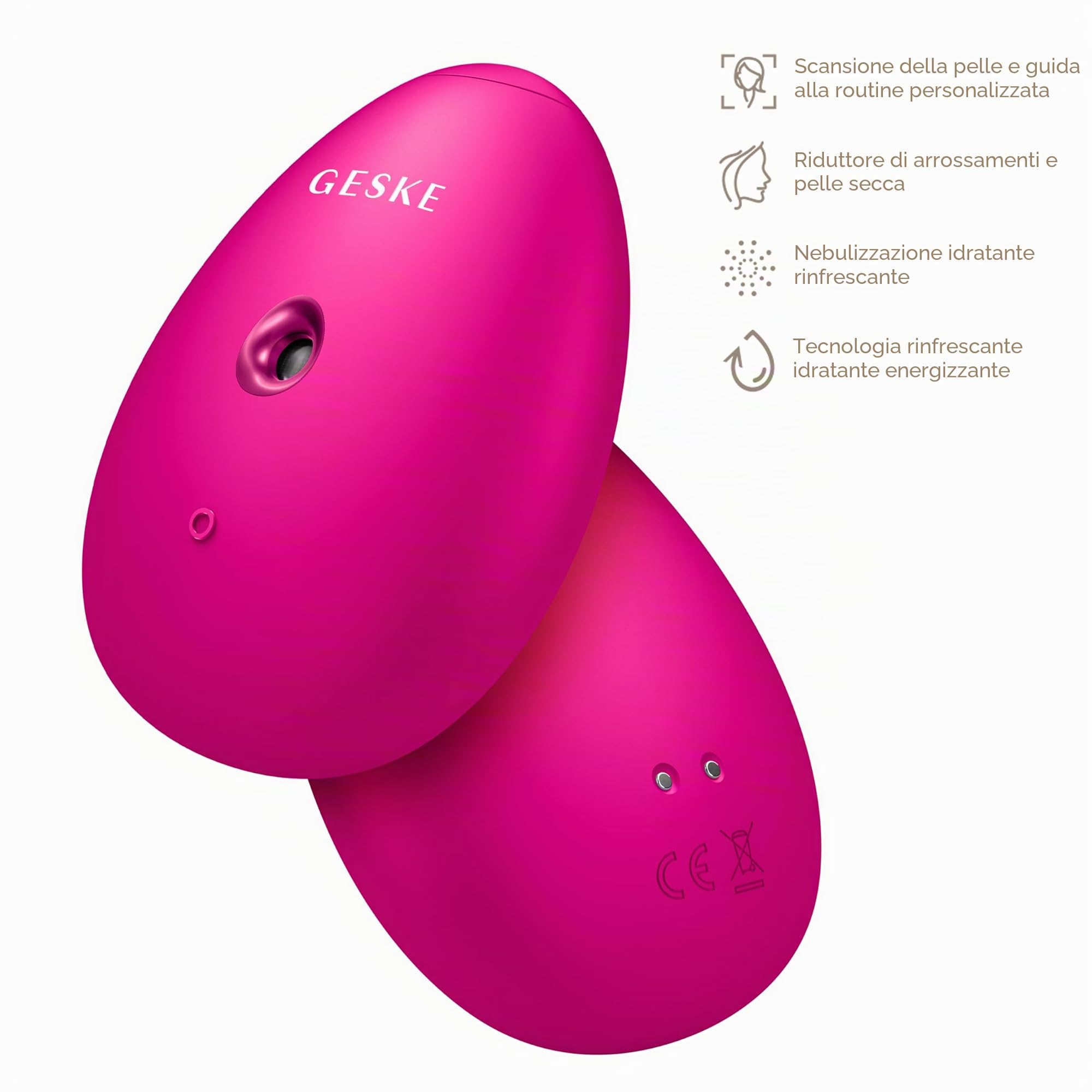 GESKE Facial Hydration Refresher | 4 in 1 Vaporizzatore facciale | SmartAppGuided™ | Brumizzatore | Dispositivo per la pulizia del viso | Nebulizzatore | Bagliore naturale