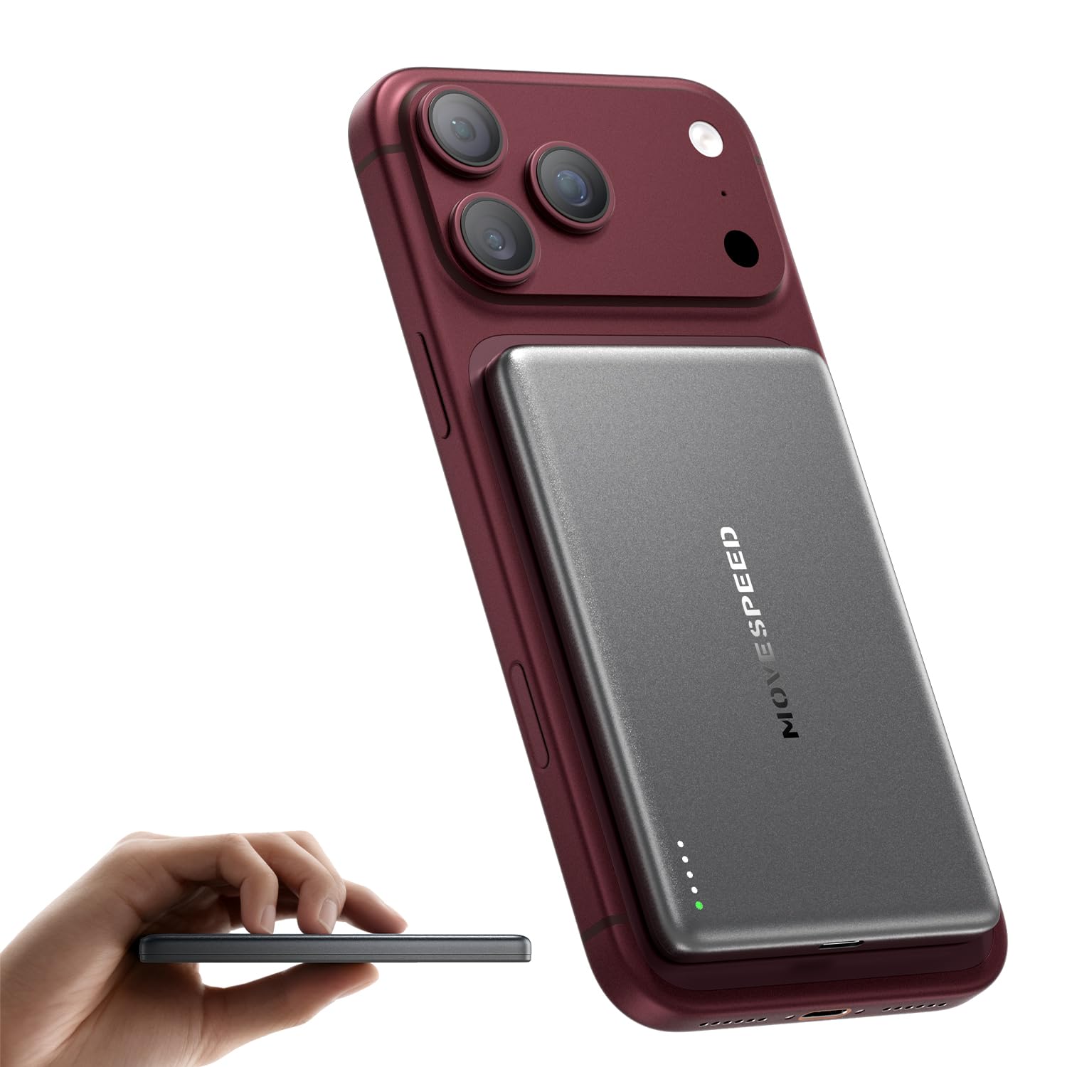 MOVE SPEED Magsafe Power Bank Magsafe Powerbank Slim 5000mAh Magnetische Power Bank USB C 18W Wireless Mini Powerbank Metallgehäuse-Design Kompatibel mit iPhone Duo/18/17/16/15/14/13/Galaxy