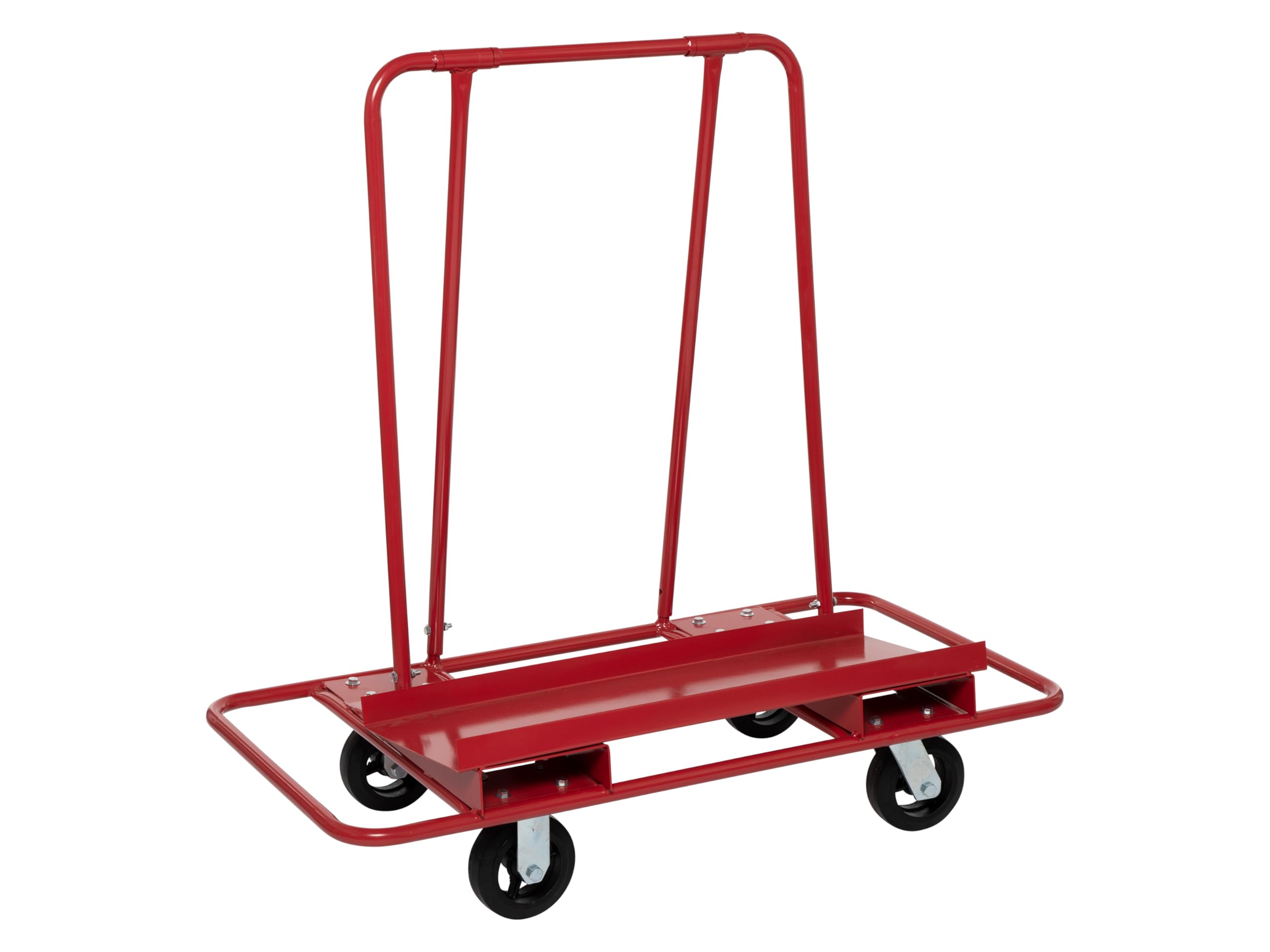 The Workplace Depot Red Heavy-Duty Board Trolley | 800Kg Reinforced Steel Sheet Material Cart With Rubber Wheels For Warehouse, Site & Industrial Use