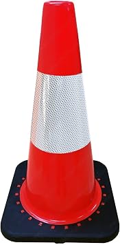 Electriduct 18" Traffic MUTCD Road Safety Device with Reflective Collar - Bright Orange/Black Base