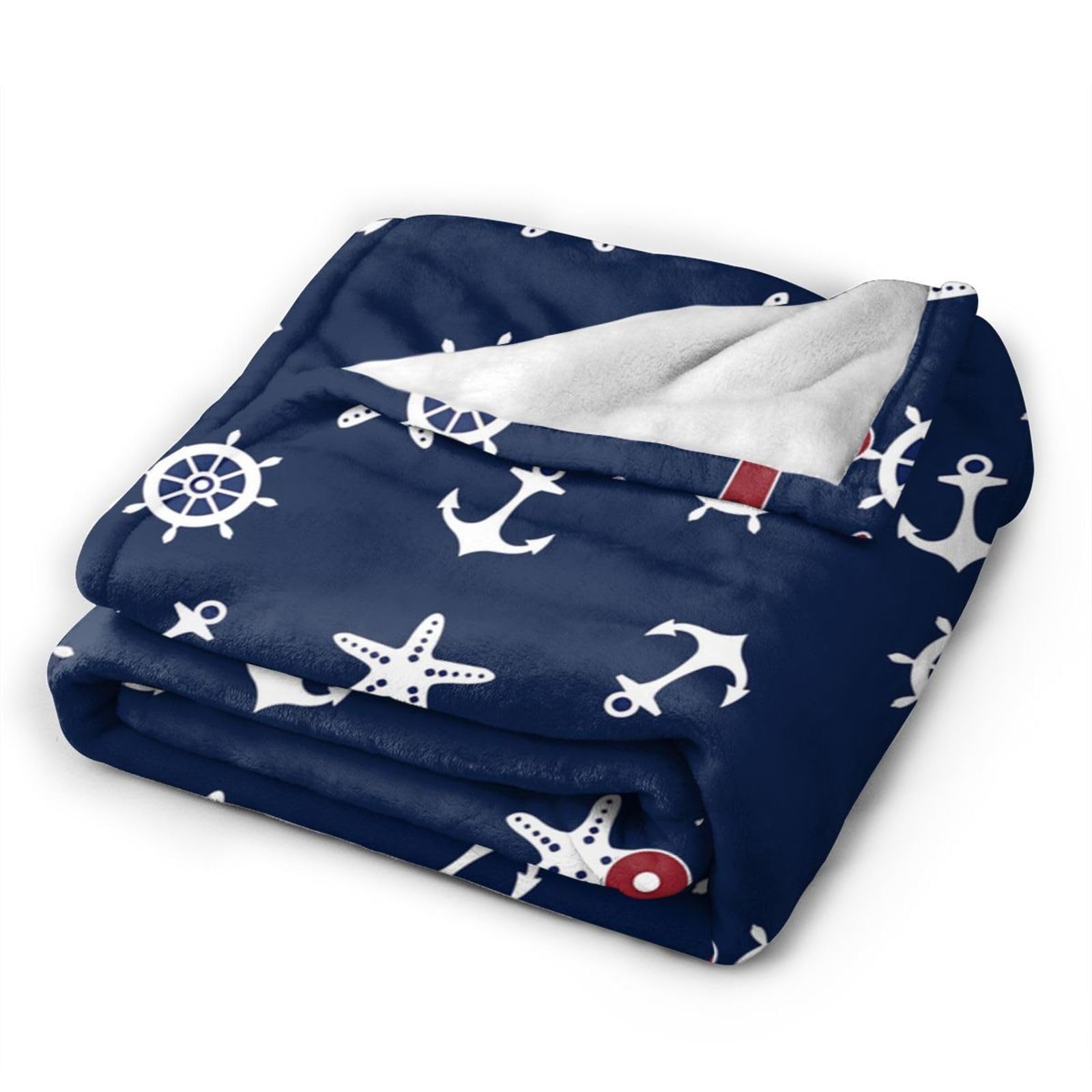 Nautische Anker-Decke Aus Weichem Fleece – 127 X 101,6 Cm, Gemütlich & Warm, Perfekt Für Sofa Oder Als Geschenk