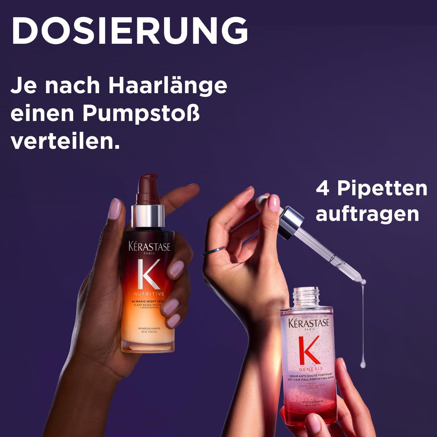Kérastase Pflegeset mit Genesis Sérum Anti-Chute Fortifiant gegen Haarverlust und Haarbruch (90 ml) und Nutritive 8H Magic Night Serum (30 ml) für mehr Glanz und Geschmeidigkeit