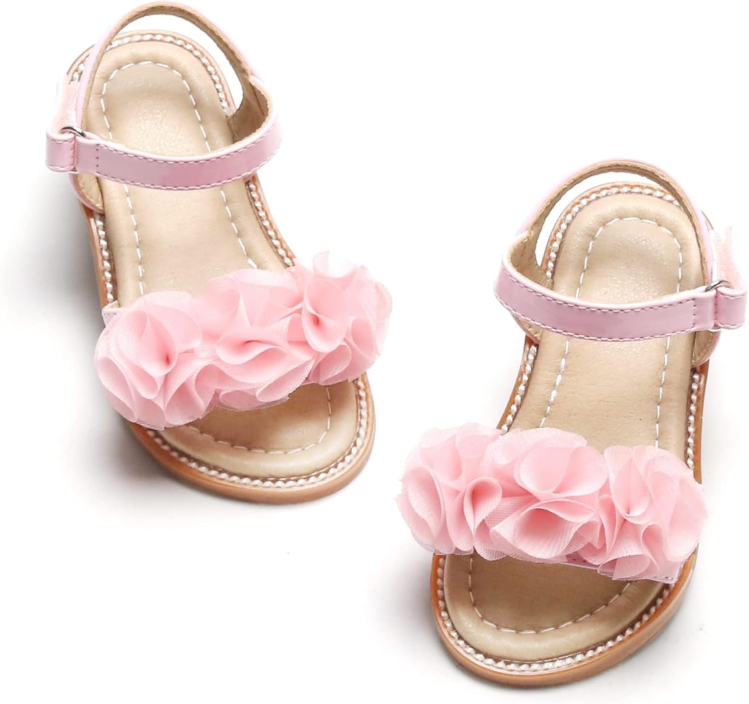 Felix & Flora Toddler Girls Sandals Soft Rubber Flats Summer Baby Flower Girl Shoes.