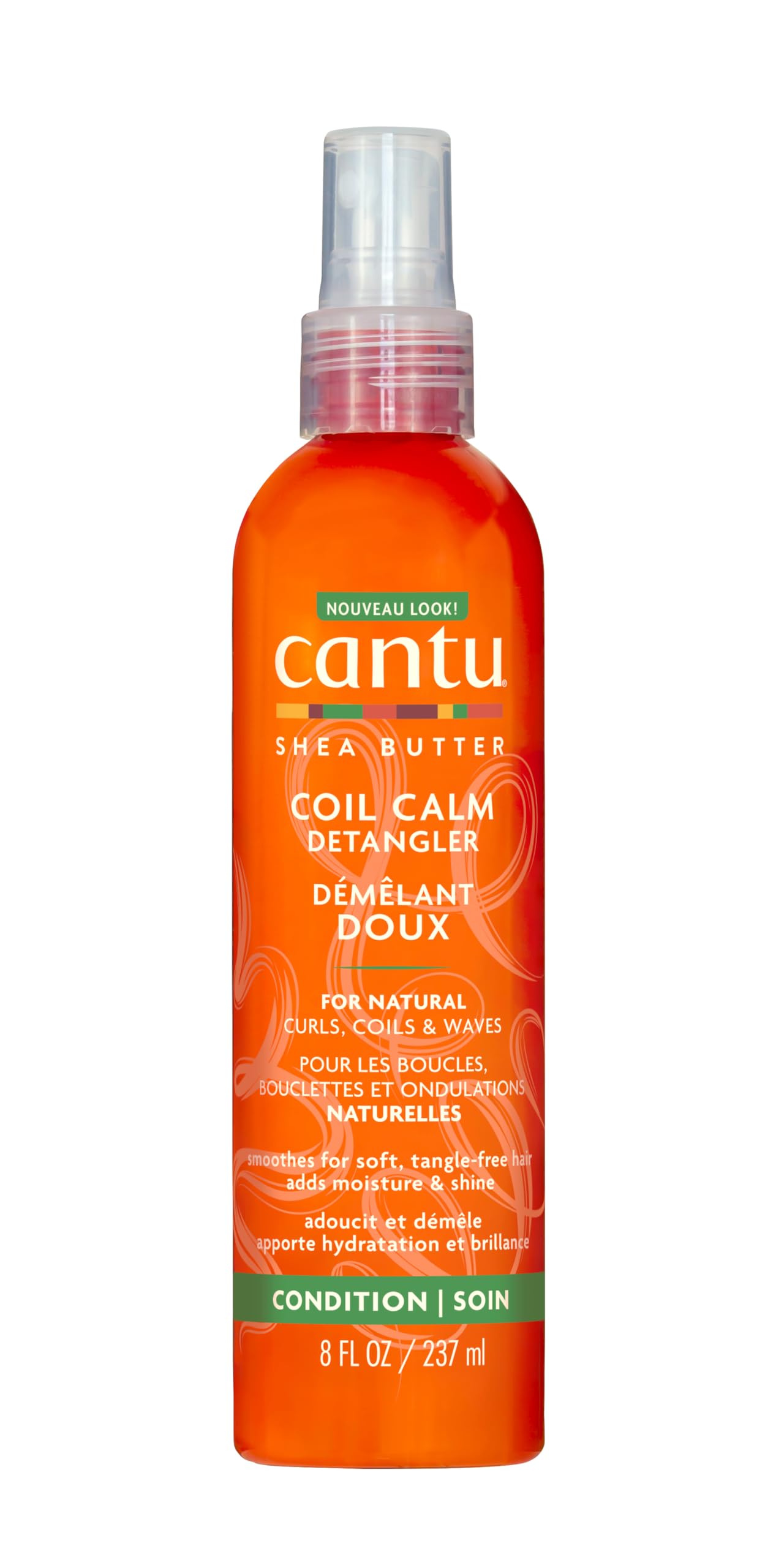 Cantu Soin Démêlant et Apaisant Coil Calm pour Boucles et Cheveux Naturels, au Beurre de Karité, 237 ml (l’Emballage Peut Varier)