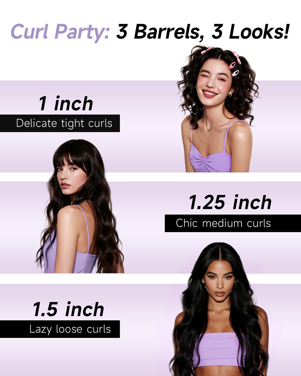 3-in-1 Automatic Curling Iron with Ceramic Barrels