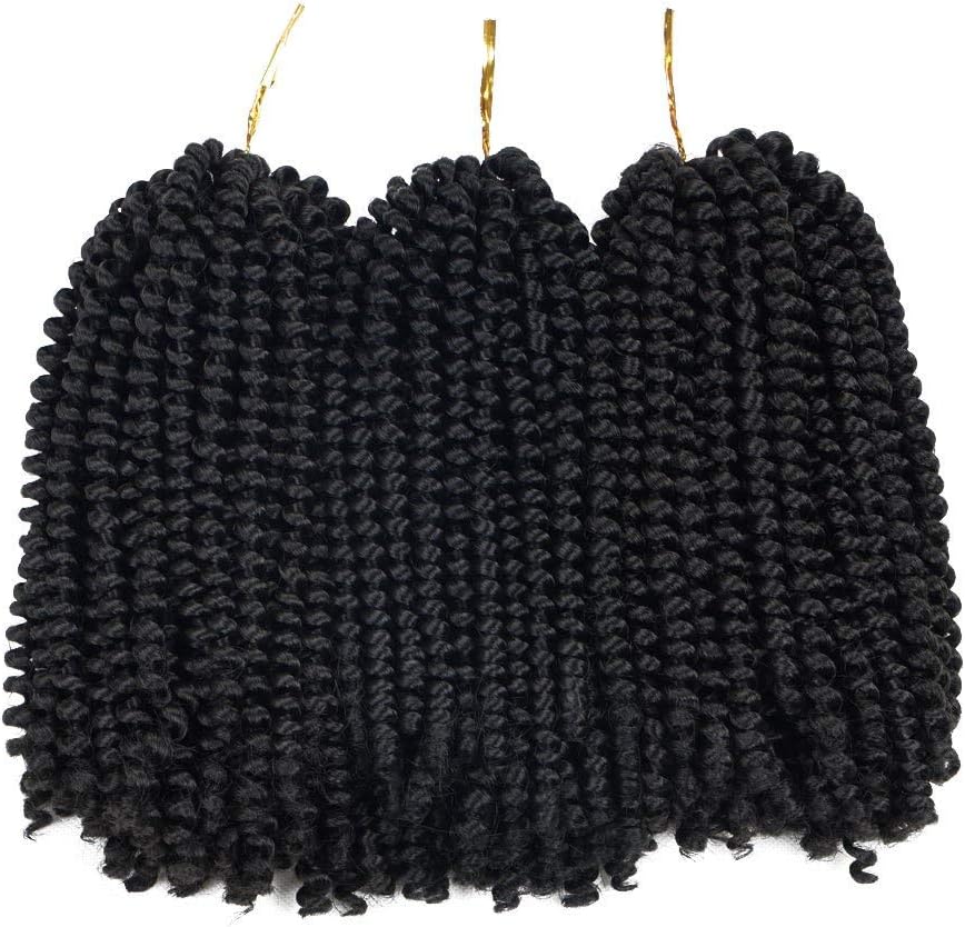 Spring Twist Hair,Spring Twist Crochet Hair,Spring Twist Braiding Hair,Low Temperature Kanekalon Twist Crochet Hair for Black Women 30 Strands 110g/Pack(8Inch,3 Pack,1B)
