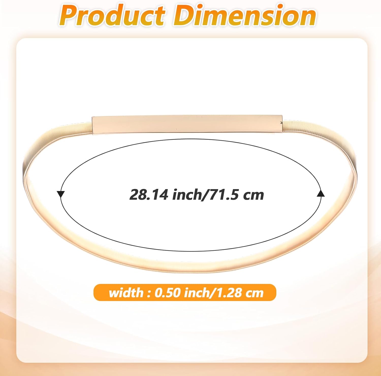 Skinny Metal Cinch Belt for Dress Fashion Retro Stretch Thin Waist Belt with Metal Buckle Gold Waistband Elastic Chain Belts for Women Girls - Image 4