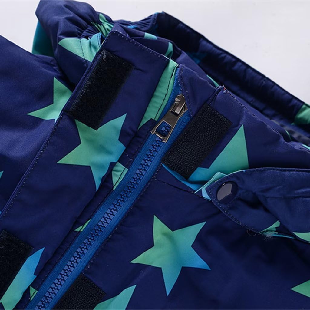 linboo Unisex Niños Traje de Nieve de una pieza/Mono de Esquí con Capucha Impermeable Mono de Nieve Grueso Cálido Exterior Trajes de Esquí Snowboard para Niños Niñas