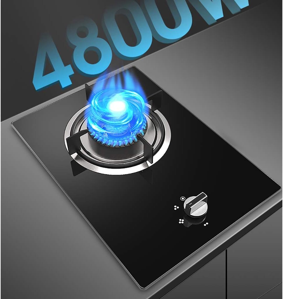 Burner Gas Cooker Stove 4 8Kw Triple Ring Black Tempered Glass Cooktop For Home Kitchen(LNG)