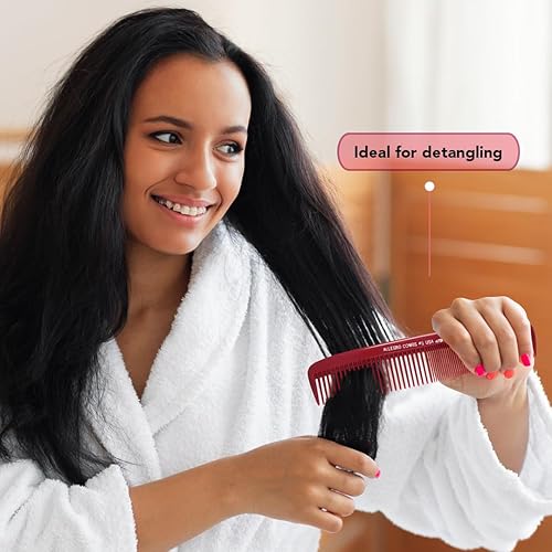 Miniatura 8 de Allegro Combs 1 peine térmico resistente al calor, peine para peluquero, peluquero, estilista, sin estática, enderezamiento de dientes anchos y