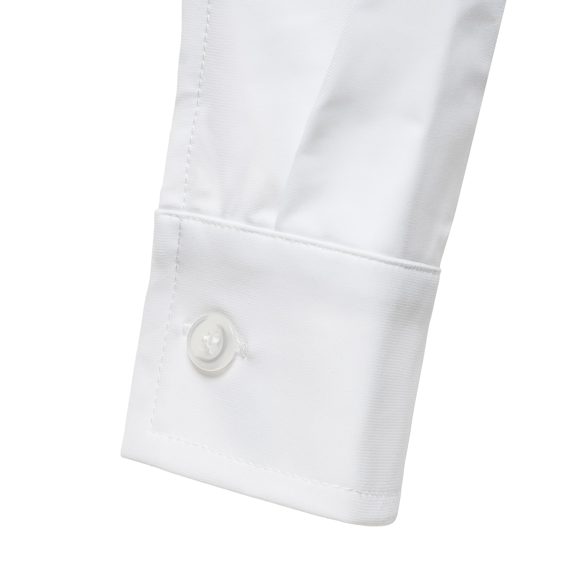 Camisa Body Chicago Slim Fit Hombre para Baile de Salón y Danza Estándar y Latino Americano, Manga Larga, Cuello Rígido con Varillas, Tejido Técnico Transpirable, Blanco y Negro