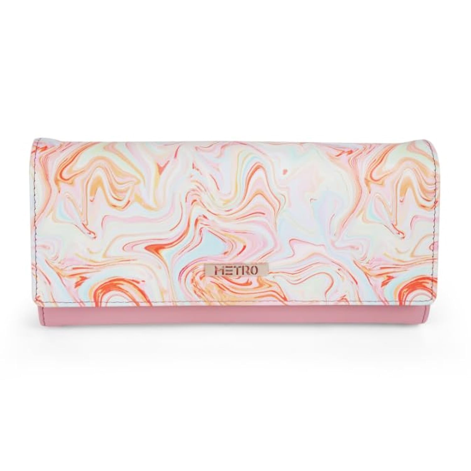 Orange Faux Leather Secure Magnet Snap Casual Wallet for Women (95-94)-image-1