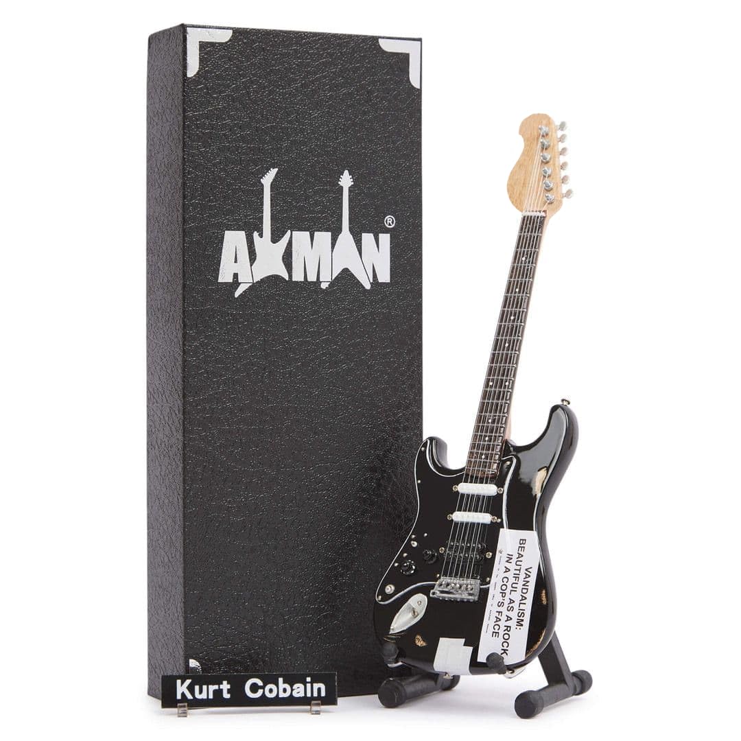 AXMAN Kurt Cobain Réplique de Guitare Miniature | Rock in A Cop - Les Beatles, Paul McCartney, John Lennon, RIngo Starr, George Harrison AXMAN Kurt Cobain Réplique de Guitare Miniature | Rock in A Cop