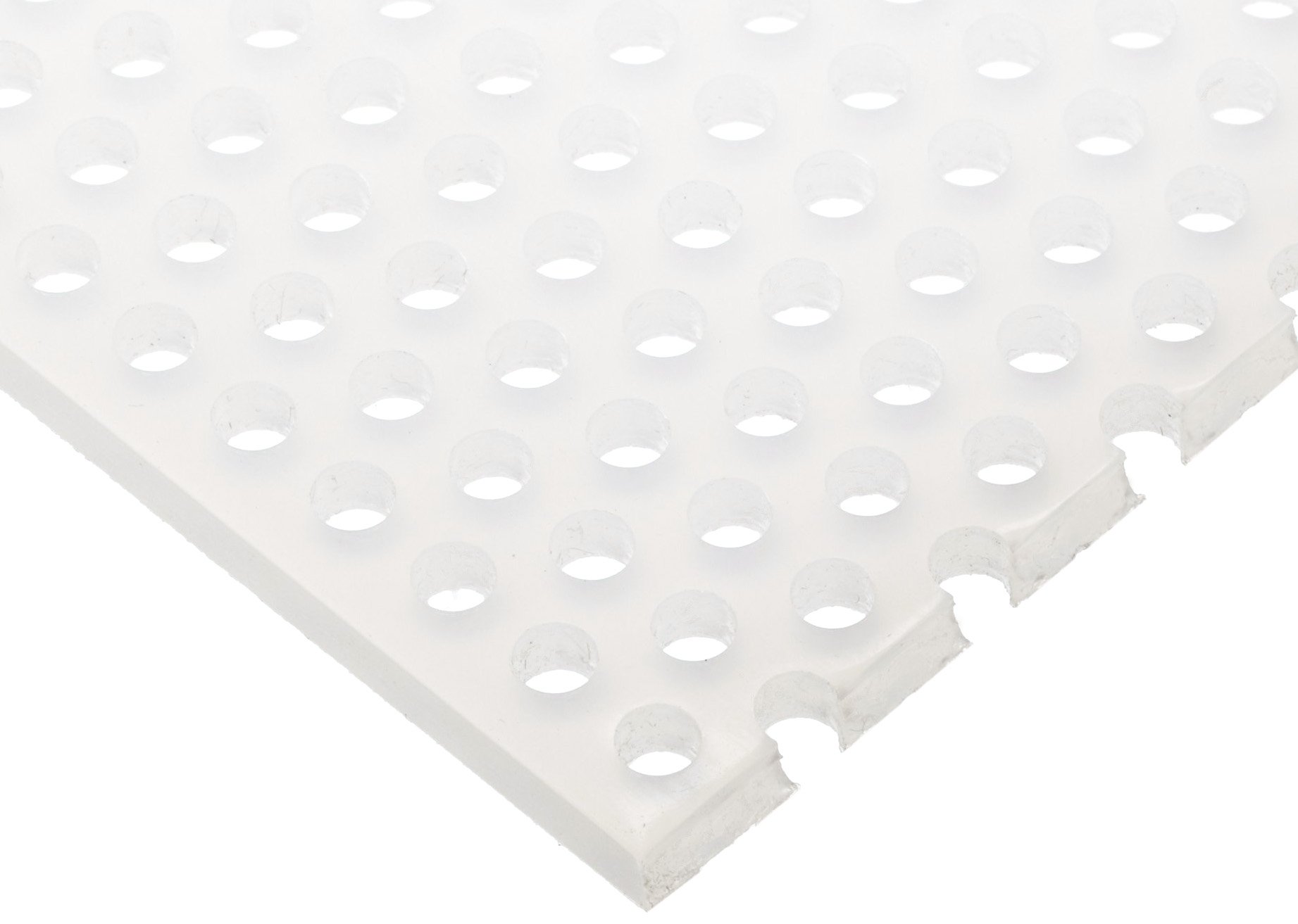 Polypropylene (PP) Perforated Sheet, Straight Holes, Opaque Off-White, 0.125" Thickness, 32" Width, 48" Length, Straight 3/16" Holes, 0.3125" Center to Center