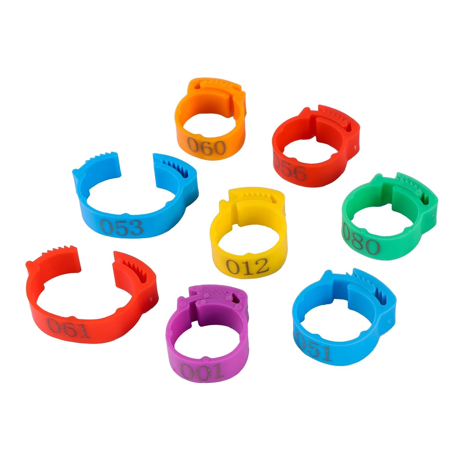 Bague Poule Lot de 100 anneaux for pattes de poulet, taille réglable, étiquette numérique, 6 couleurs, en plastique, for poussins, canards, oies, équipement agricole(Yellow)