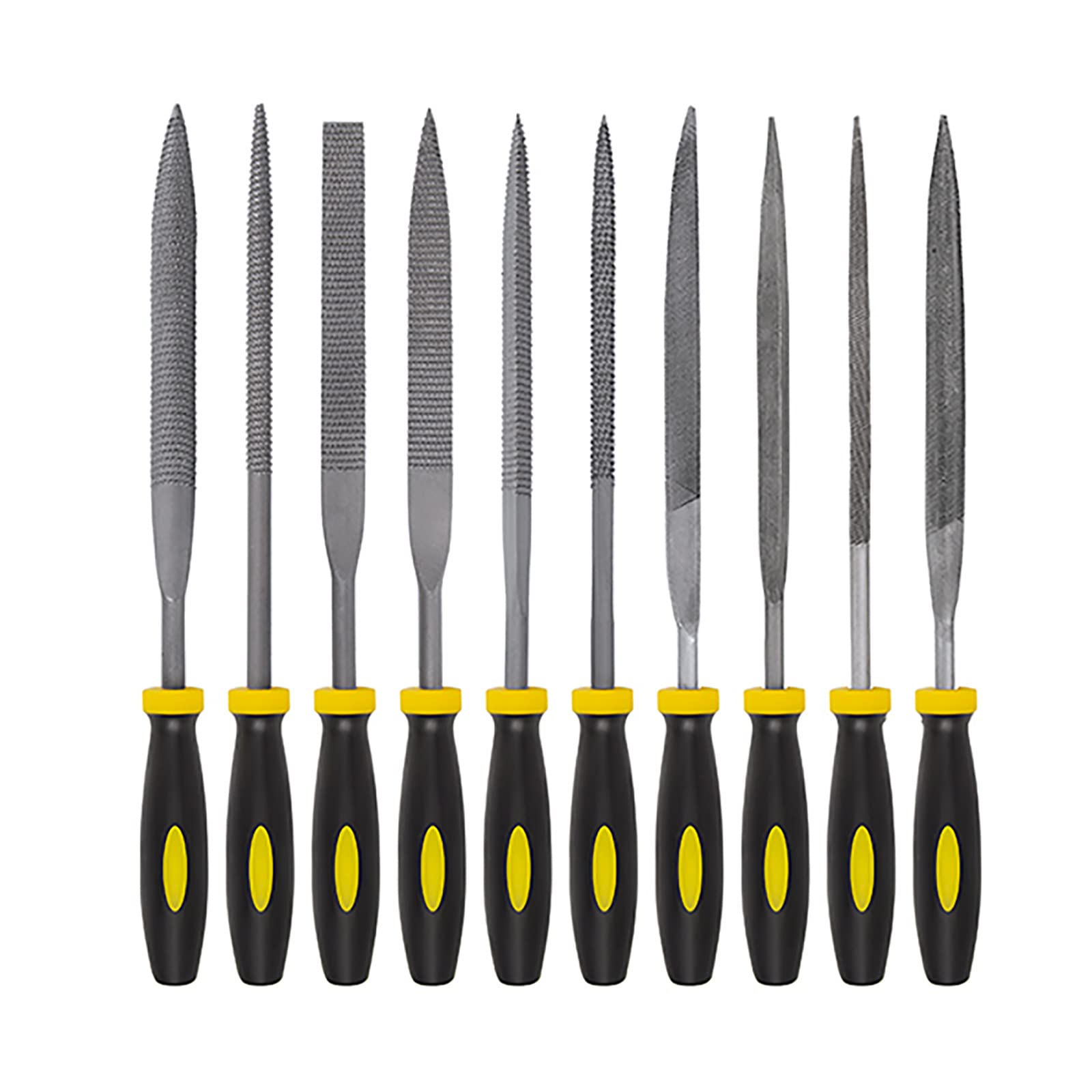 Juegos de herramientas manuales, juego de limas de aguja de 10 piezas, kit de limas de acero al carbono con mango, juegos de herramientas de escofinas de madera y metal for metal, carpintería, vidrio,