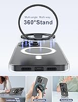 Vista 2 de EWA MagOne 3ª generación [compatible con MagSafe] Soporte de agarre para teléfono con correa para el dedo, soporte de anillo magnético extraíble