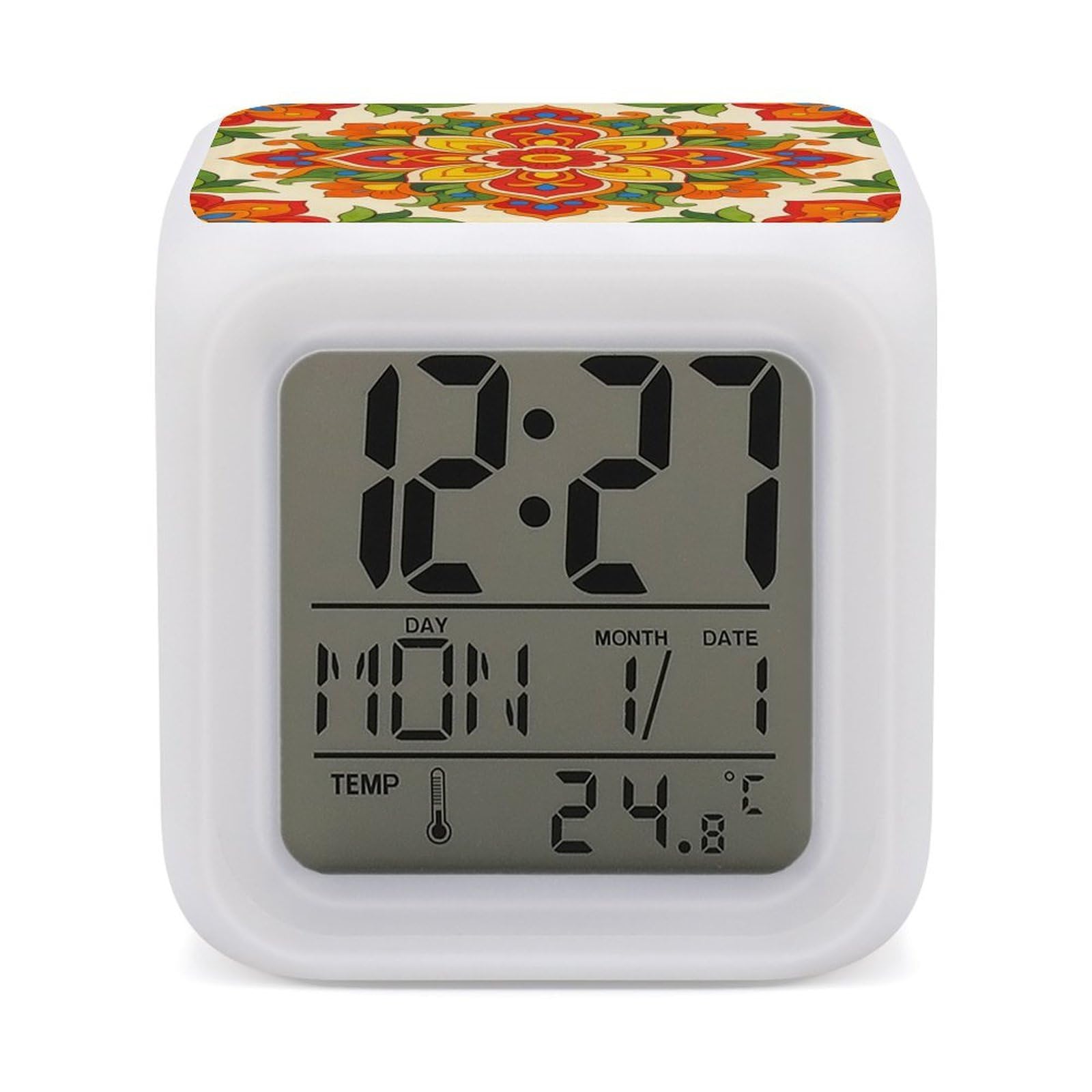 Relojes de escritorio eléctricos con diseño floral indio para decoración de dormitorios