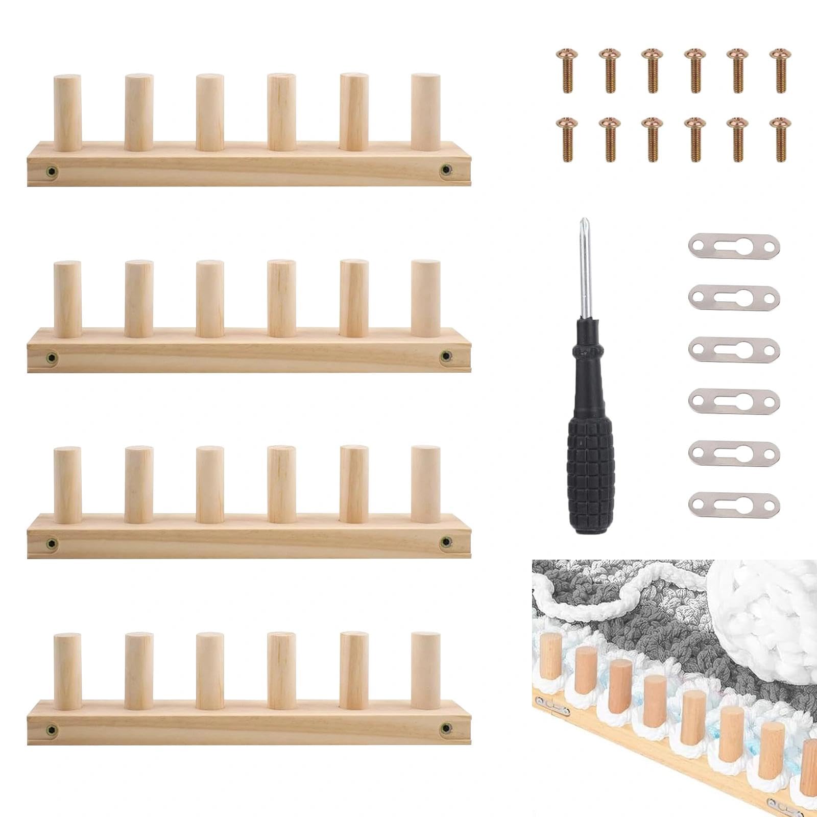4Pcs Chunky Knitting Blanket Looms, 52" Wooden Weaving Loom Kit with Tools