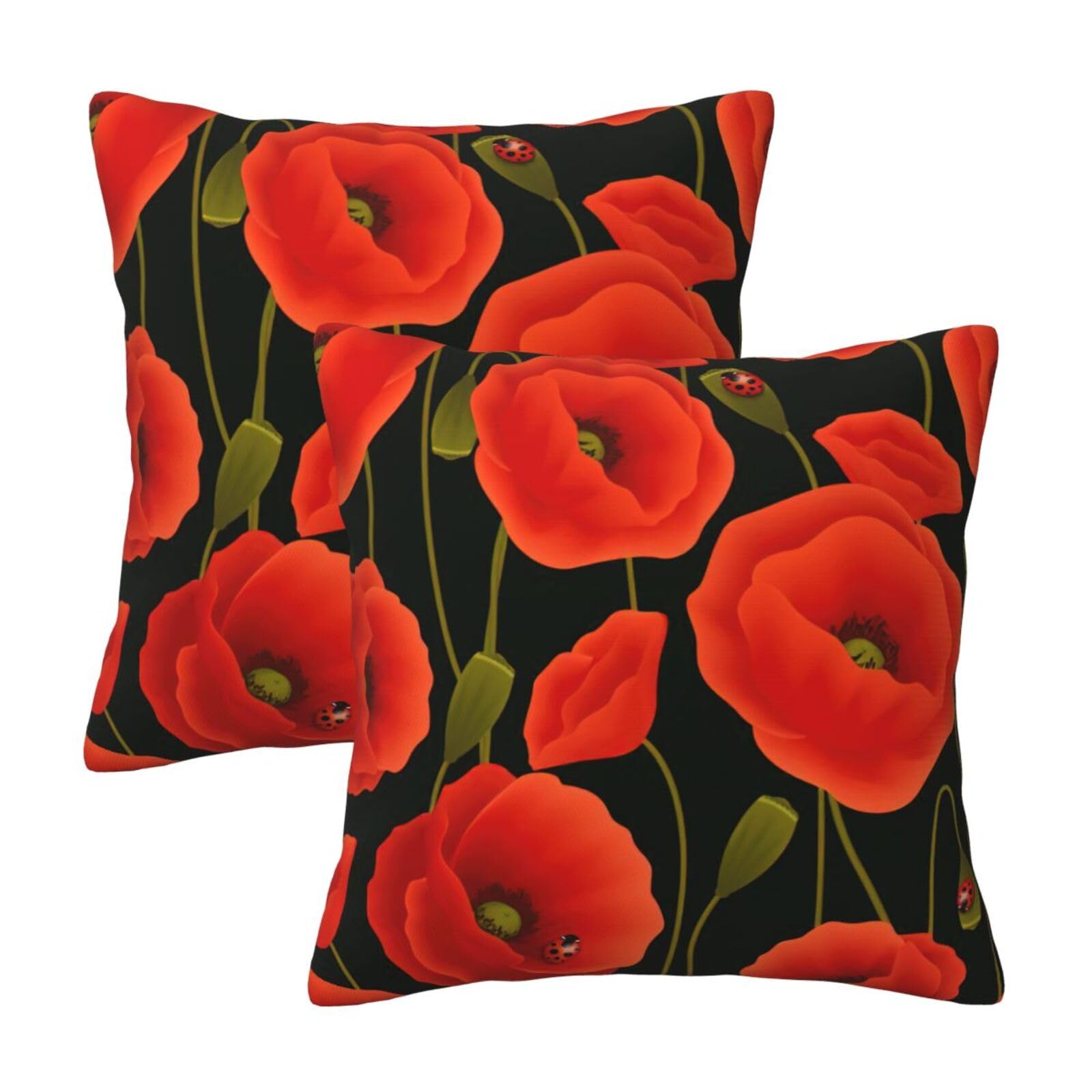 RRhgipp Poppy Flowers Throw Pillow Cases Decorative Cushion Covers Couch Bed Sofa Decoration Xmas Gifts Bed