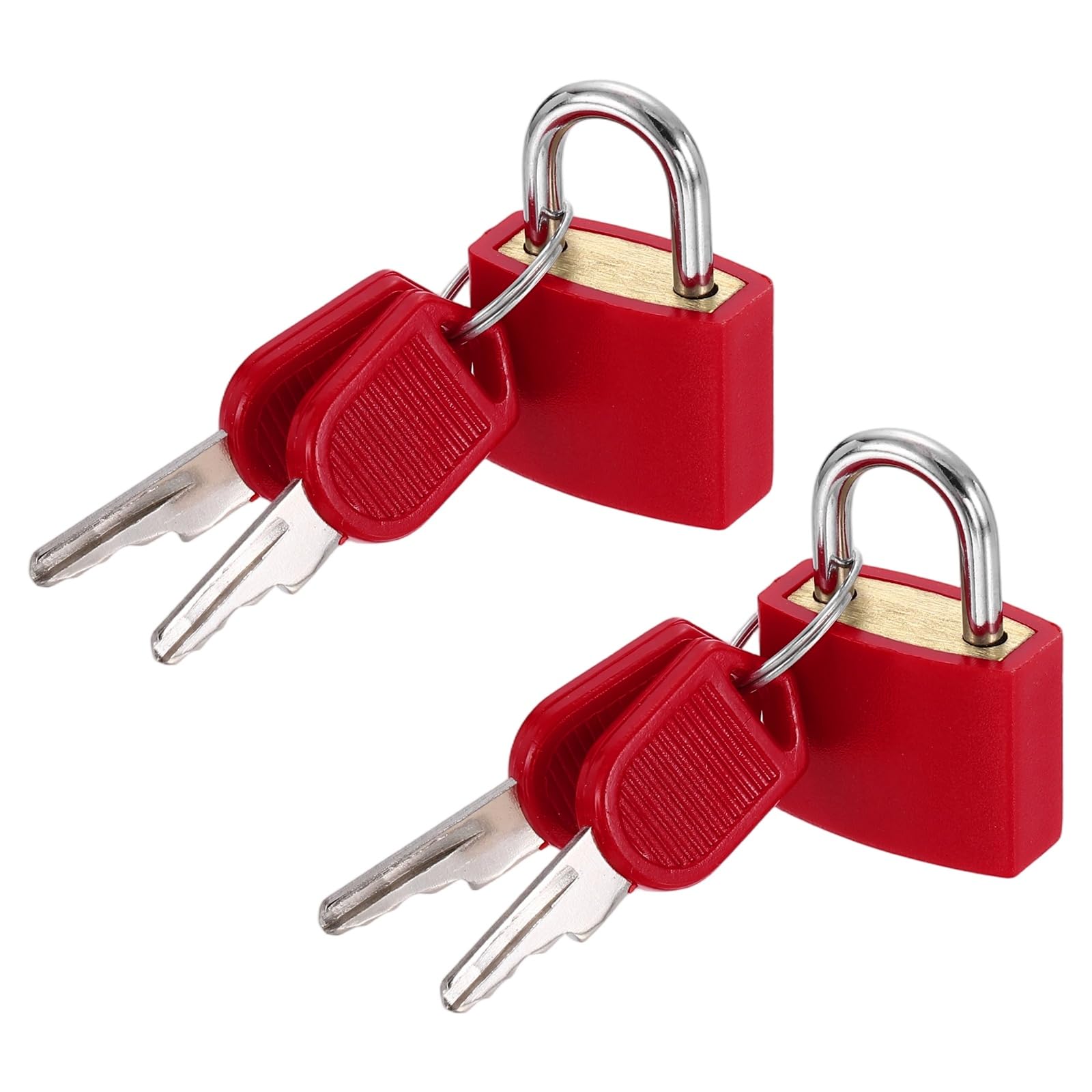PATIKIL 23mm Small Locks with Keys 33mm Length, 2Pcs Suitcase Locks ABS Covered Solid Brass Anti Rust Waterproof Mini Luggage Padlock for Backpack Gym Locker Cabinet Boxes, Red — image 1