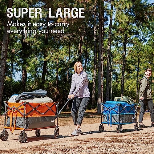 Portal Folding Utility Wagon Collapsible Cart With Wheels Heavy Duty Foldable Garden Wagon With Cup Holder& Side Pocket, For Camping, Outdoor, Shopping #TOP6