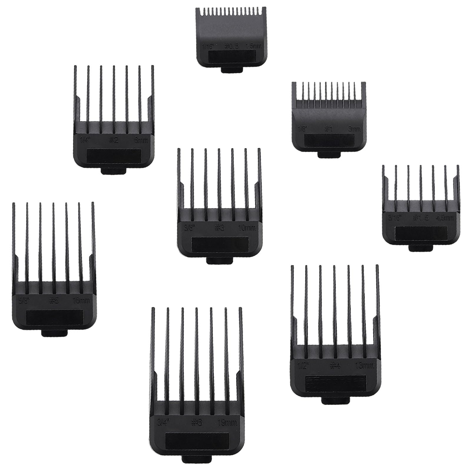 8PCS Magnetic Clipper Guards Cutting Guides Compatible with Wahl Clipper -from 1/16 Inch to 3/4 Inch(1.5-19mm)