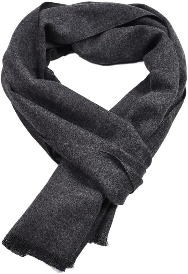 Solid Color Scarf Winter Warm Black Shawl Men's Casual Business