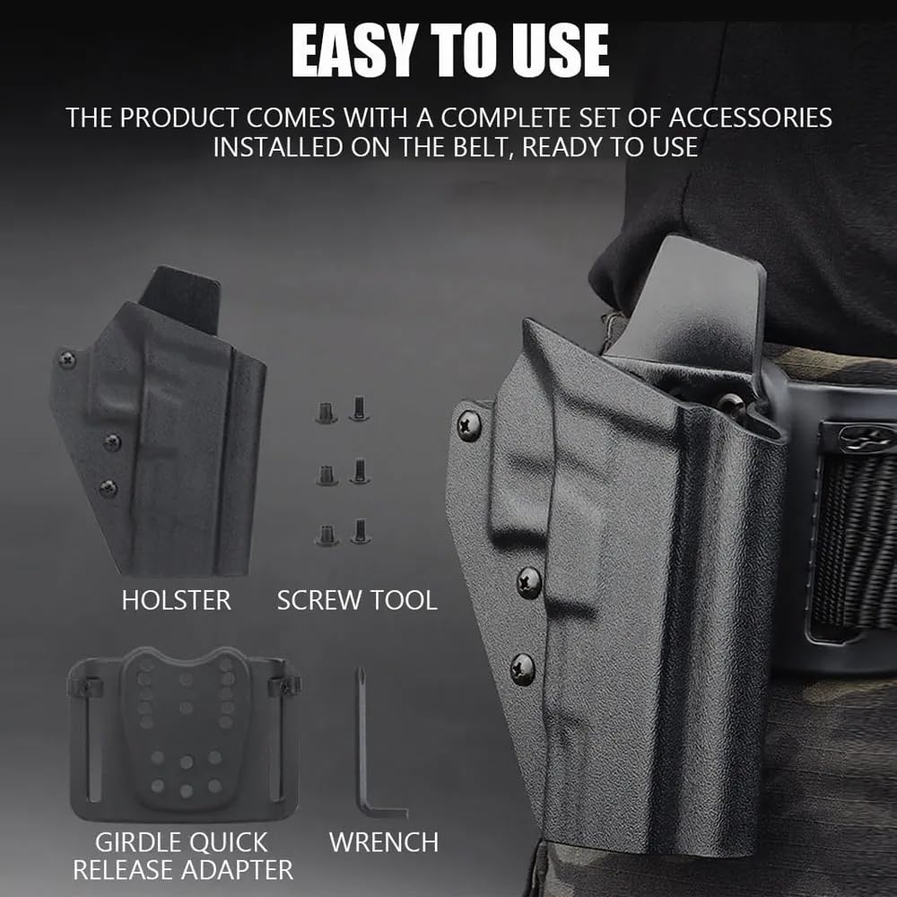 ACEXIER Kydex Fondina per G1ock 43/43x Pistola da caccia militare leggera Fondina Vita Portare QLS Kit di sgancio rapido Coscia QLS Adattatore Base