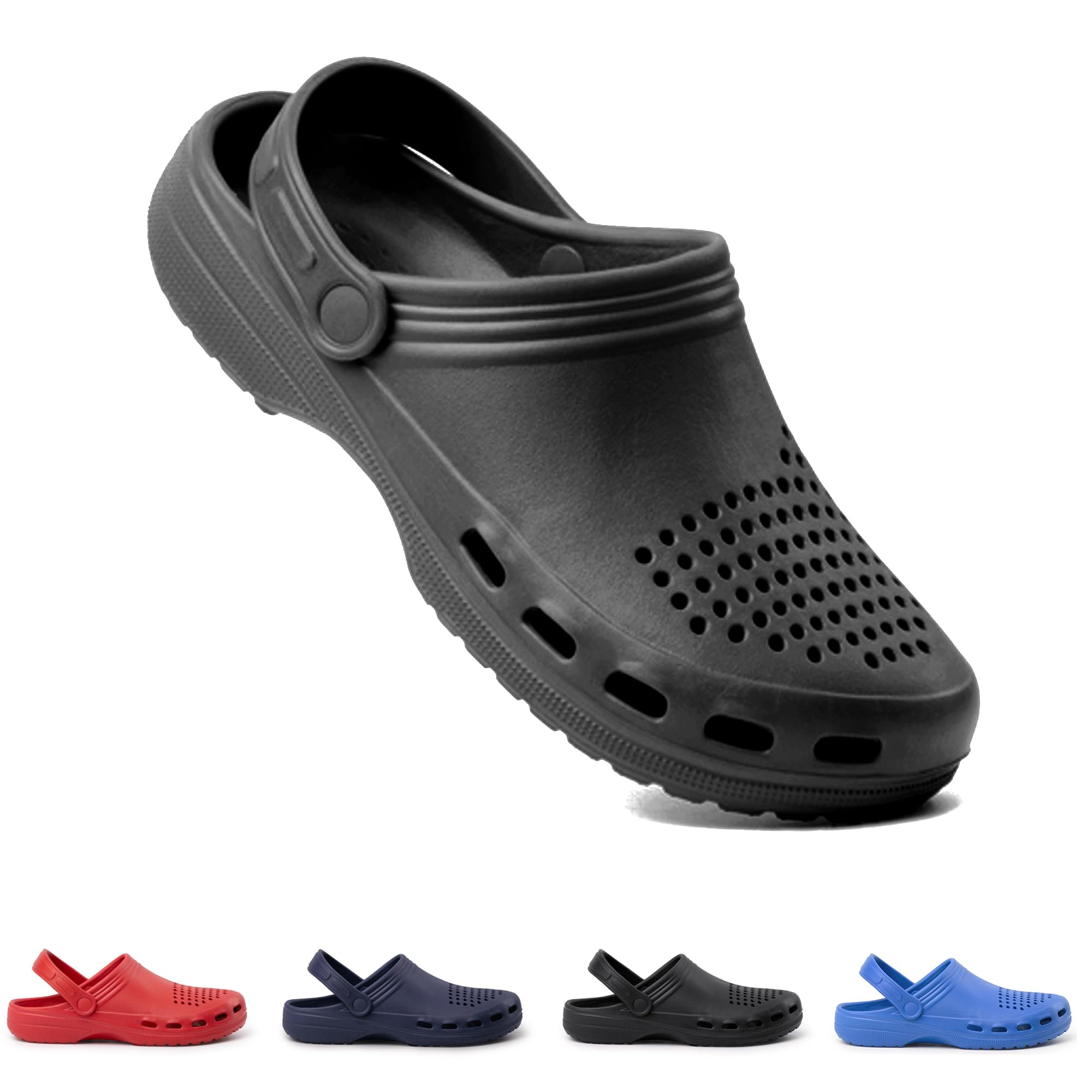 Zuecos Unisex de EVA Ultraligeros, Cómodos, Transpirables y Resistentes al Agua, con Tira Ajustable y Ventilación, Ideales para Casa, Jardín, Playa y Uso Diario, 230g, Tallas Variadas