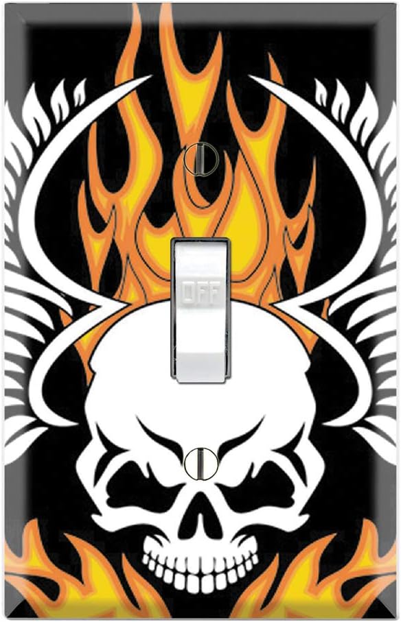 Graphics Wallplates - Flame Skull - Single Toggle Wall Plate Cover