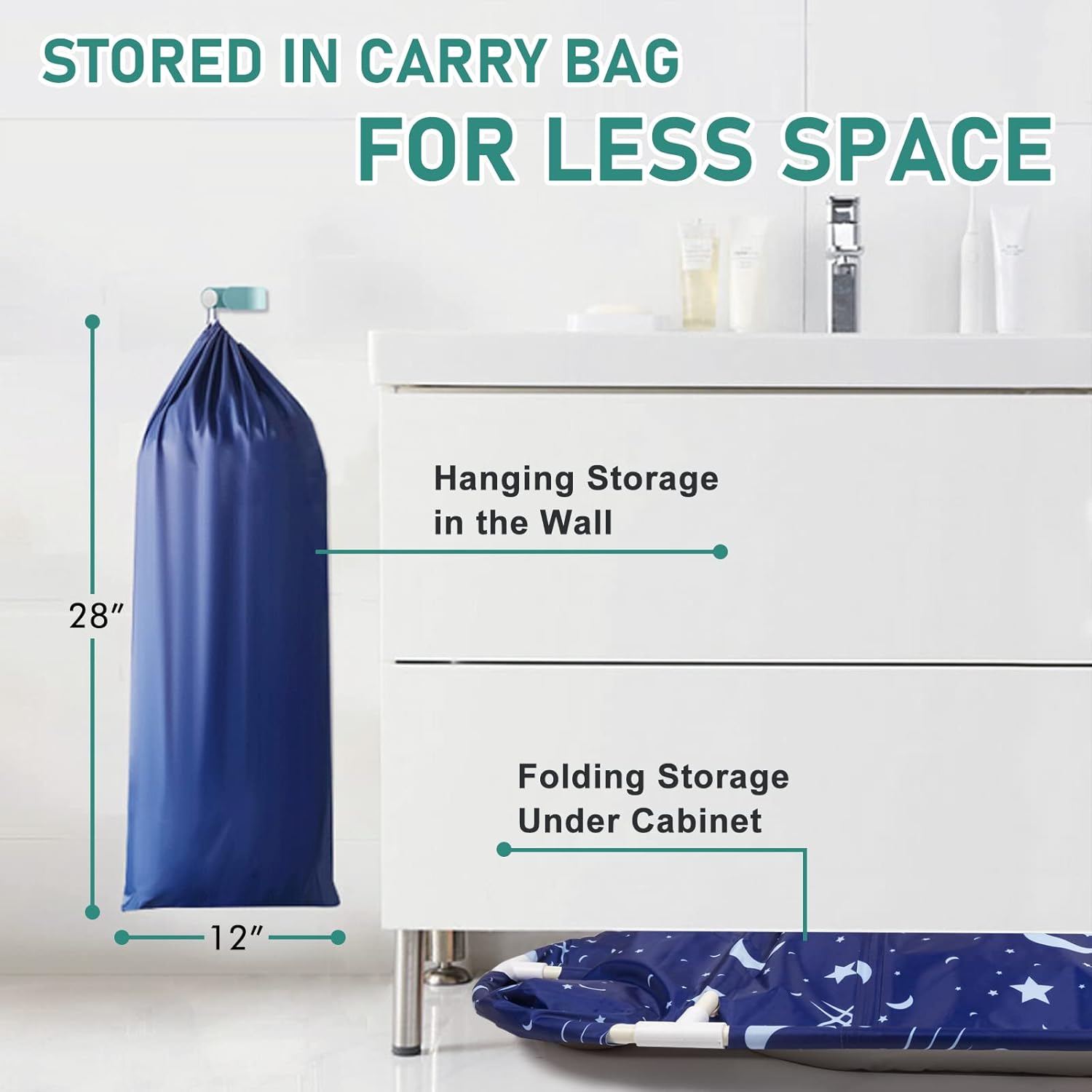 Blасk Frіdау 🔥 Portable Bathtub for adults, DAILYLIFE 1.2m Large Foldable Japanese Soaking Bathtub, Freestanding Hot Bath Tub with Thermal Foam,Folding Spa Bath Tub with Pillow for Small Space(Broad Starlit Night)