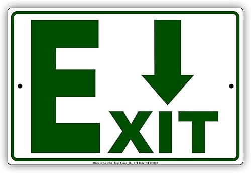 Afterprints Exit with Downward Arrow Novelty Unique Indoor Outdoor Notice Aluminum Metal Sign 18"x24"