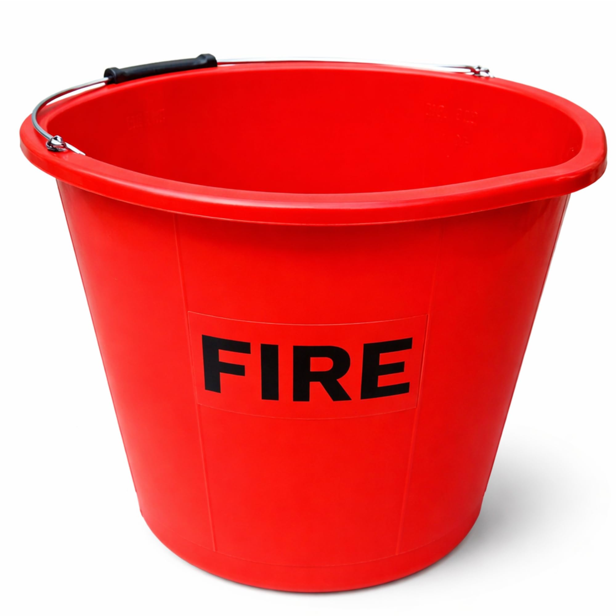 3 Gallon Fire Bucket – Red Plastic Bucket with Metal Handle & Grip – “FIRE” Safety Bucket for Sand & Other Spillage Absorbent Materials