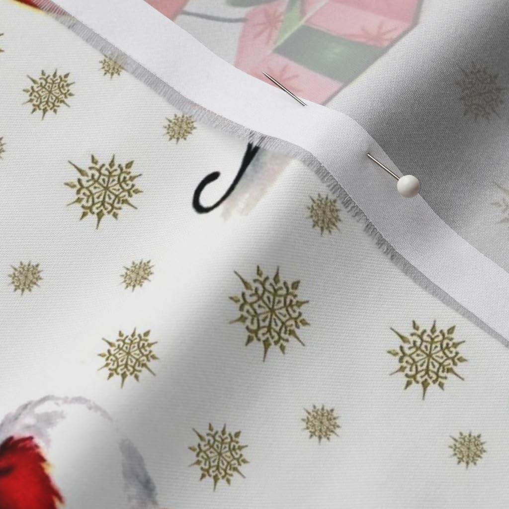 Spoonflower Fabric - Christmas Santa Claus Snowflakes Winter Sleigh Presents Toys Vintage Printed on Organic Cotton Sateen Fabric by The Yard - Sewing Quilting Apparel Home Decor