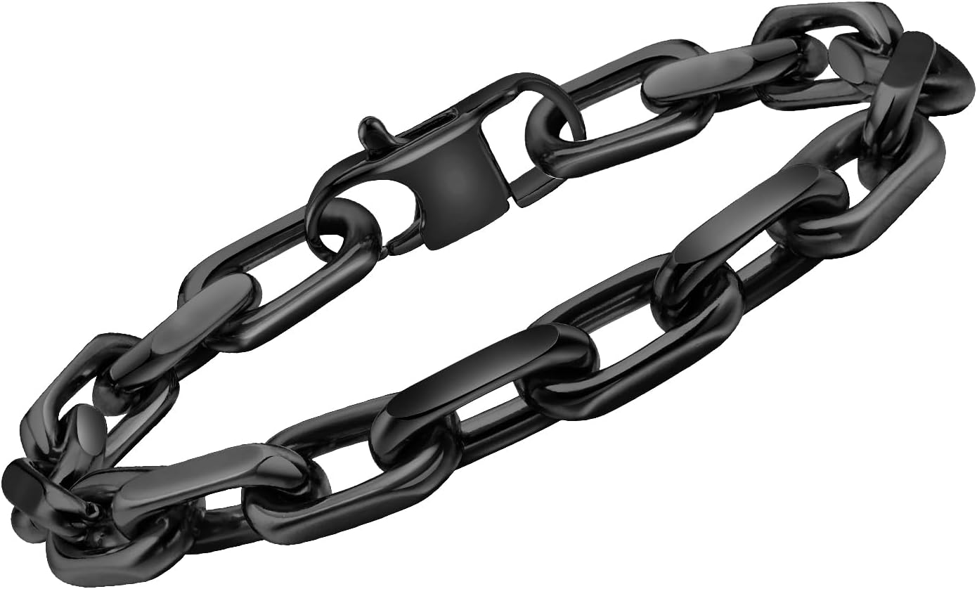 VNOX Link Chain Bracelets for Men - Cool Mens Bracelets Diamond-Cut Paperclip Solid Chain Bracelet Chunky Stainless Steel Jewelry Trendy Gifts